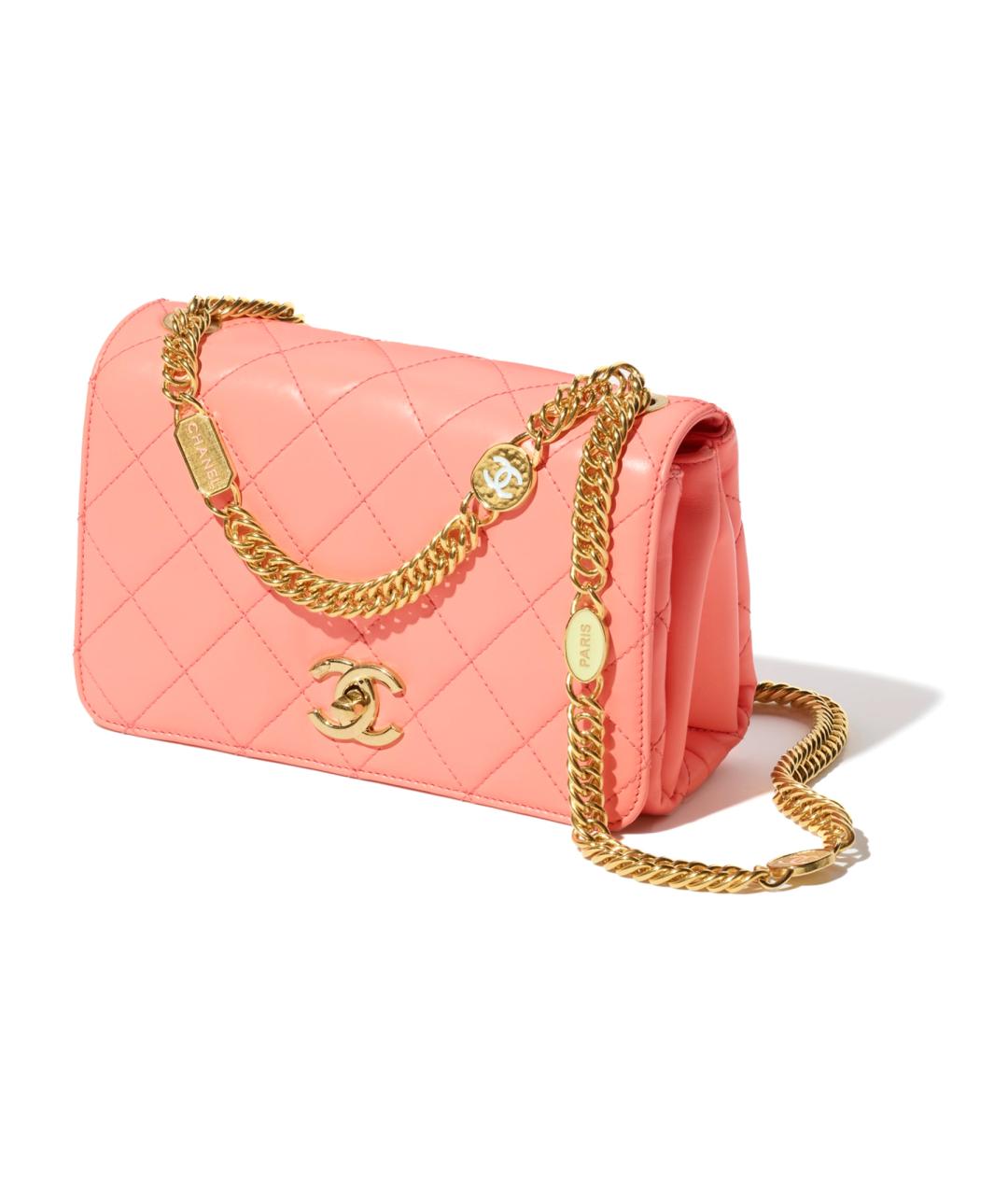 CHANEL Коралловая кожаная сумка через плечо, фото 2