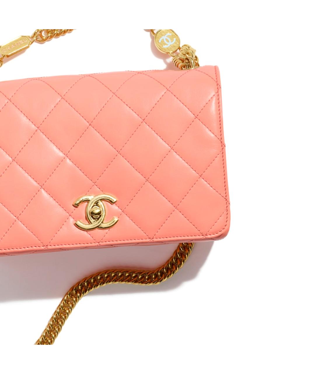 CHANEL Коралловая кожаная сумка через плечо, фото 4