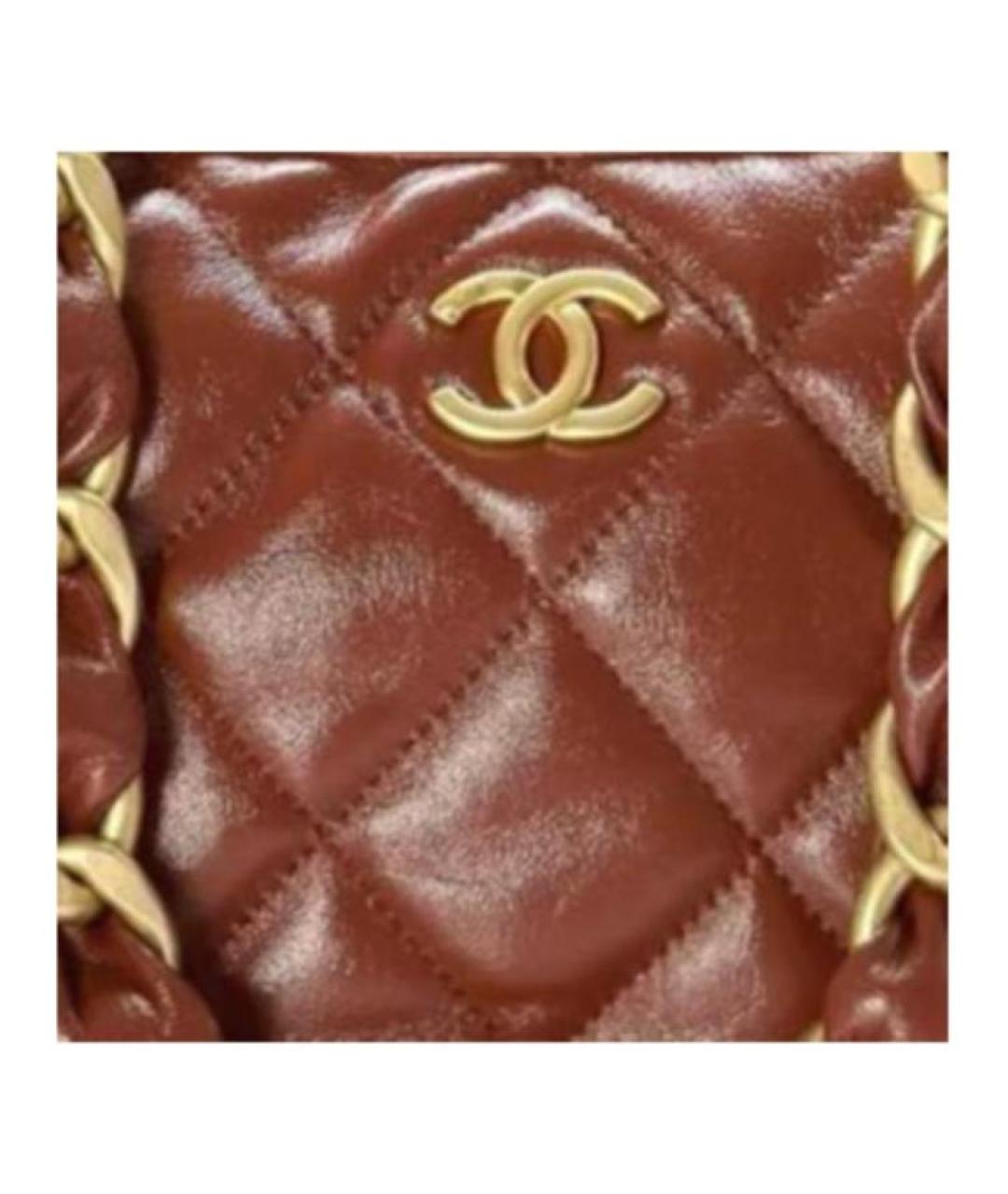 CHANEL Коричневая кожаная сумка через плечо, фото 7