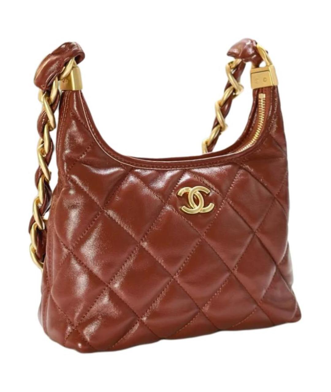 CHANEL Коричневая кожаная сумка через плечо, фото 2
