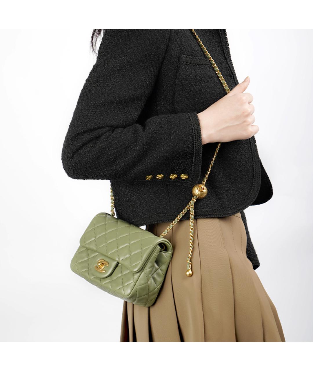 CHANEL Зеленая кожаная сумка через плечо, фото 3
