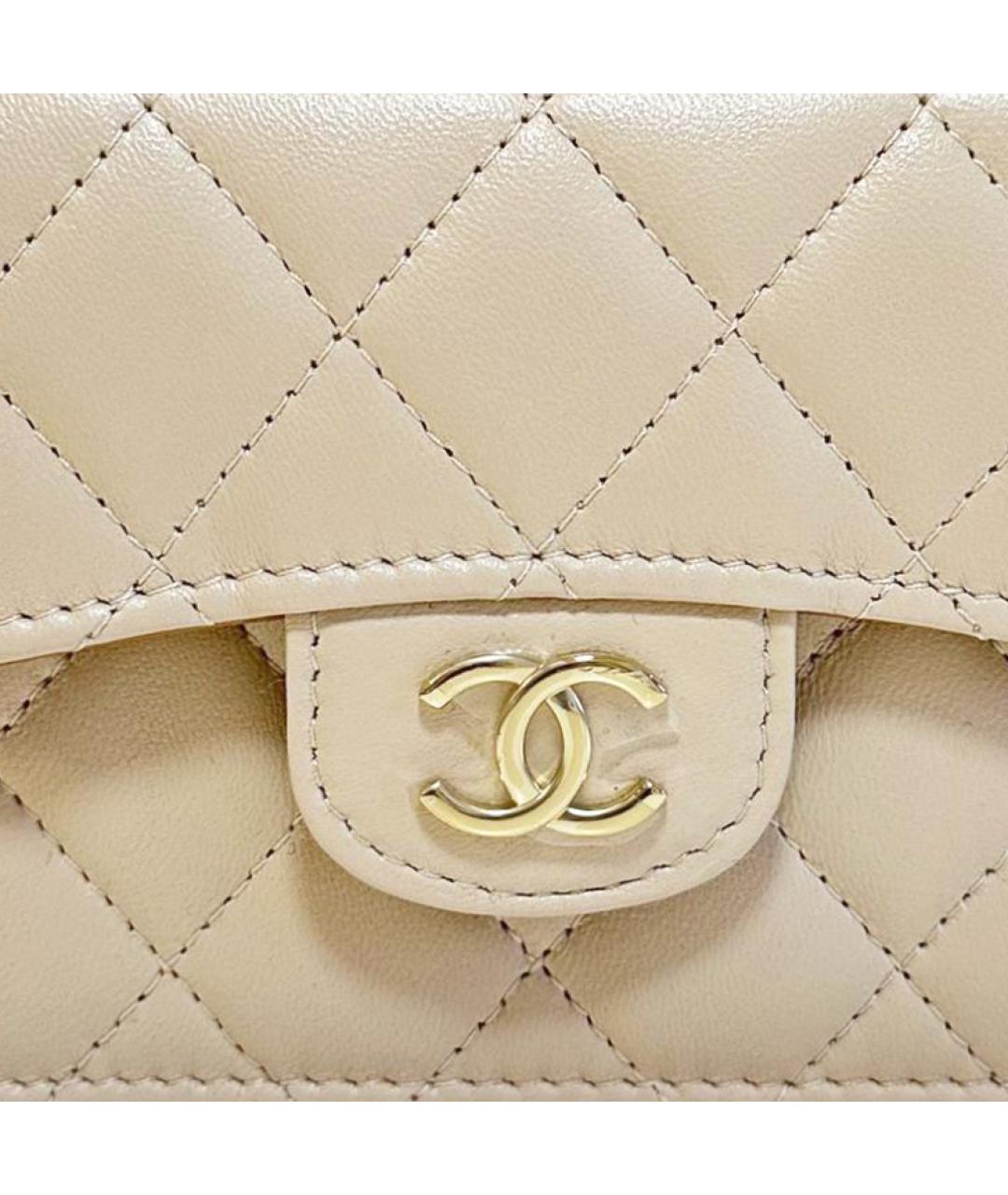 CHANEL Бежевая кожаная сумка через плечо, фото 5