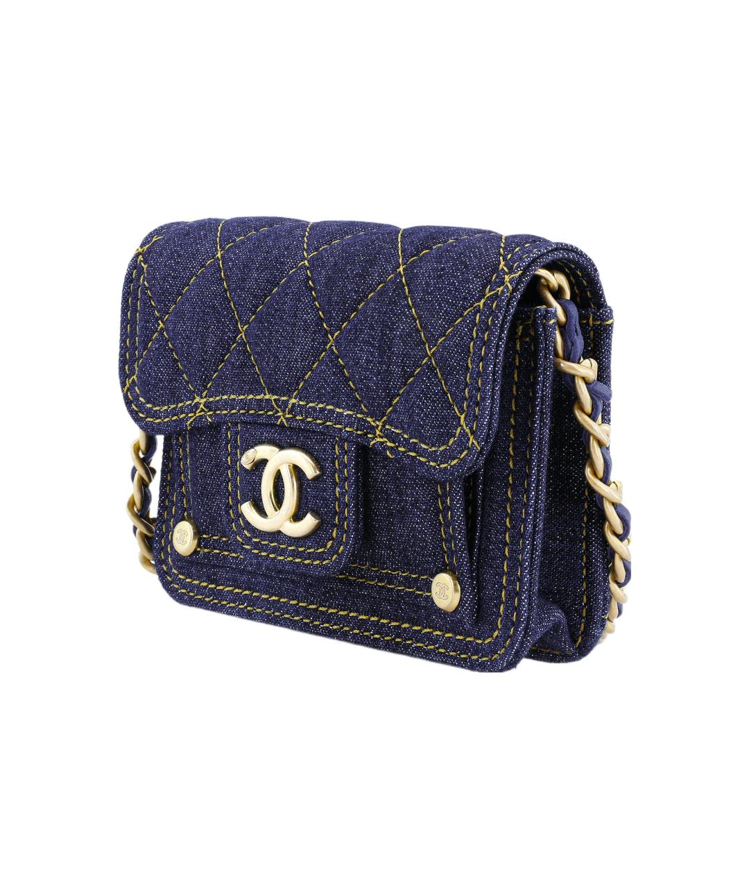 CHANEL Темно-синяя деним сумка через плечо, фото 2