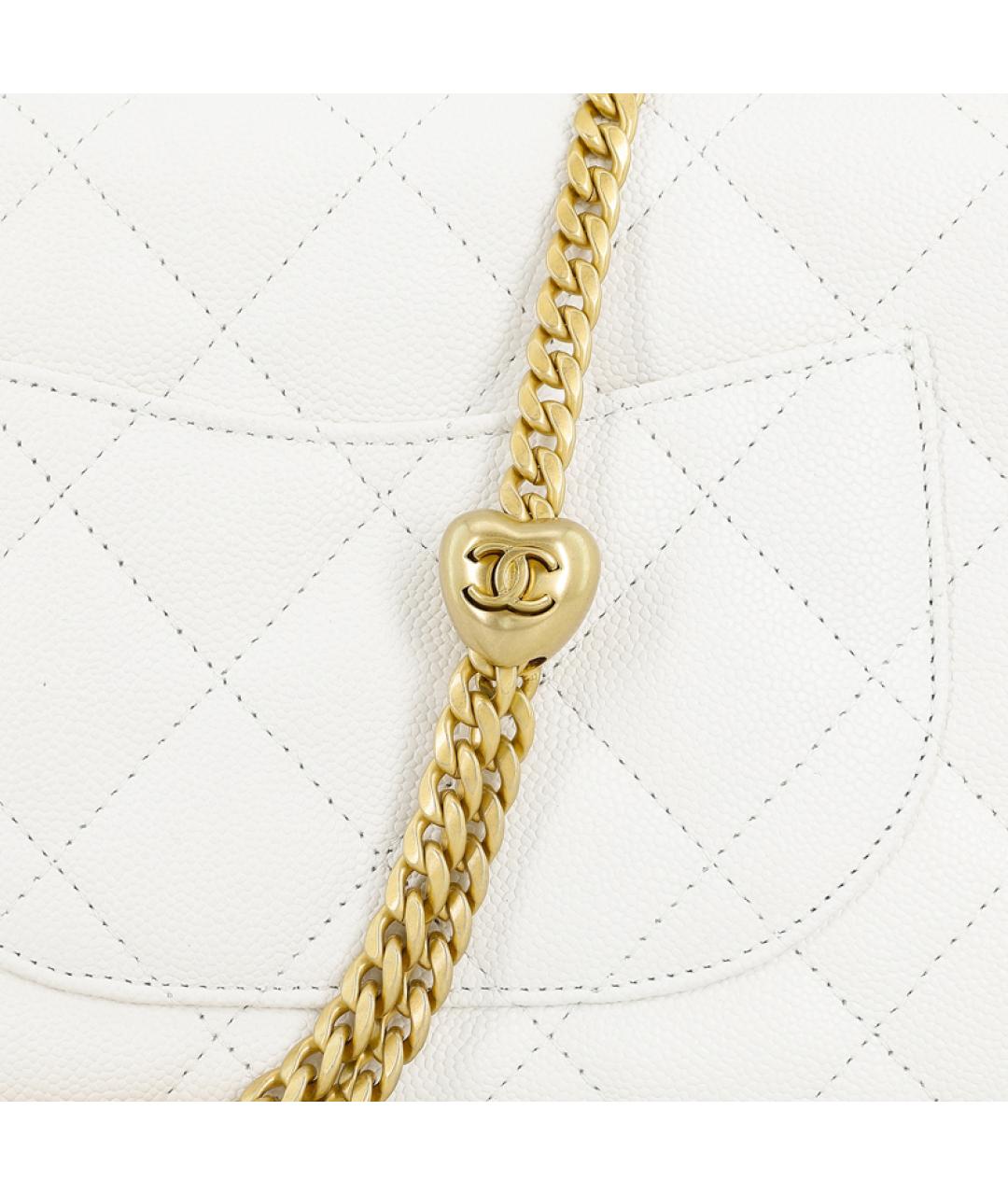 CHANEL Белая кожаная сумка через плечо, фото 5