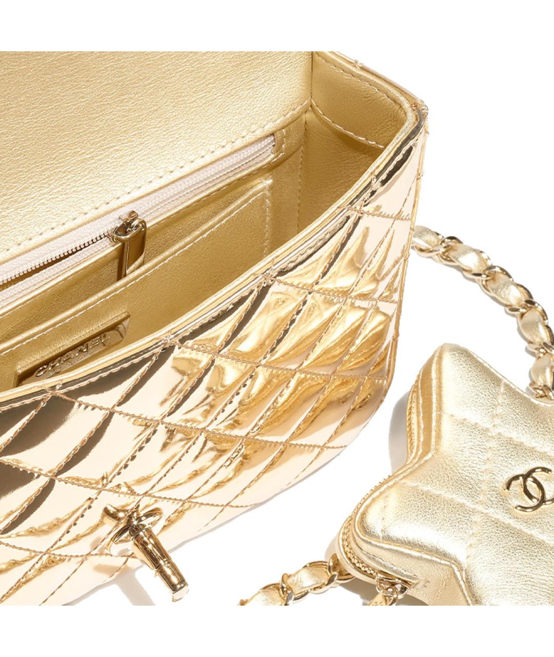 CHANEL Золотая сумка через плечо, фото 4