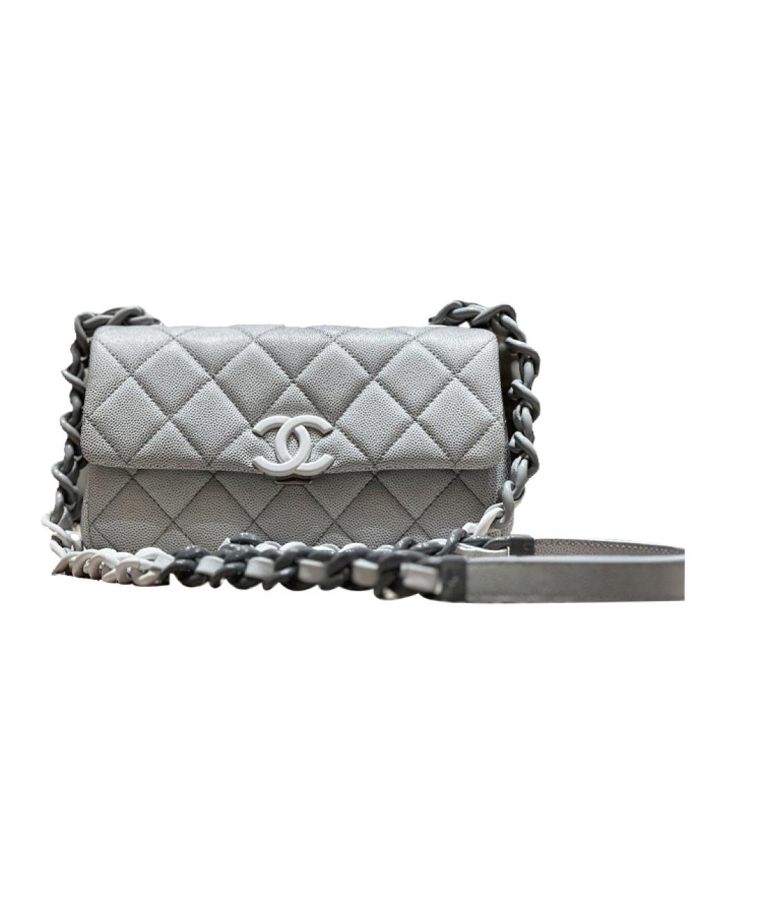 CHANEL Серая кожаная сумка через плечо, фото 1