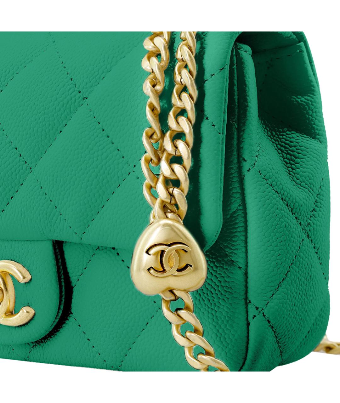 CHANEL Зеленая кожаная сумка через плечо, фото 5