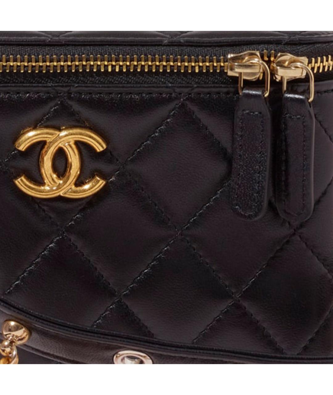 CHANEL Черная кожаная косметичка, фото 5