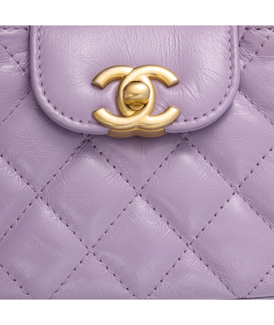 CHANEL Фиолетовая кожаная сумка через плечо, фото 5