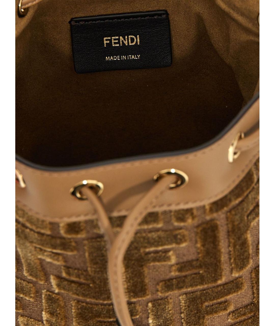 FENDI Коричневая тканевая сумка тоут, фото 2