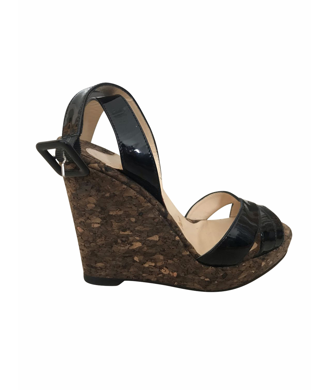 CHRISTIAN LOUBOUTIN Черные босоножки из лакированной кожи, фото 1