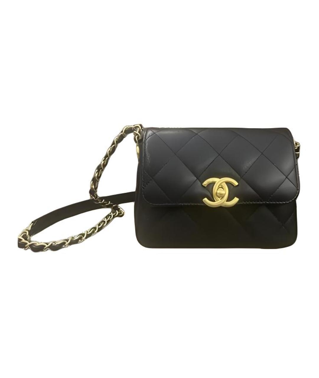 CHANEL Черная кожаная сумка через плечо, фото 2