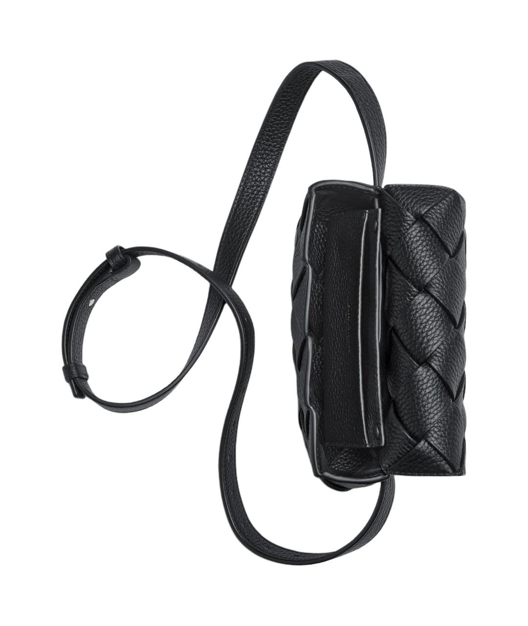 BOTTEGA VENETA Черная кожаная сумка на плечо, фото 4