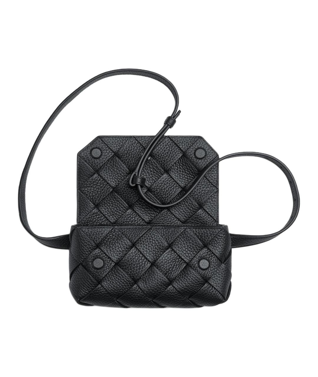 BOTTEGA VENETA Черная кожаная сумка на плечо, фото 2