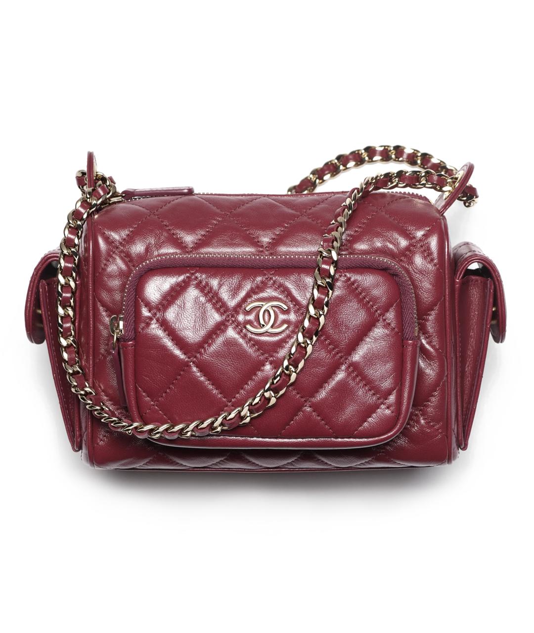 CHANEL Бордовая кожаная сумка через плечо, фото 1