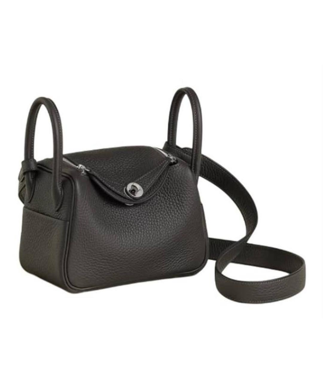 HERMES Черная кожаная сумка через плечо, фото 2