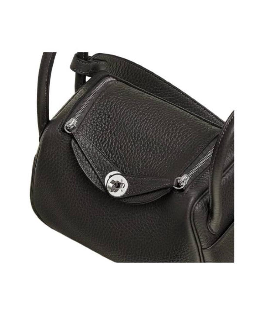HERMES Черная кожаная сумка через плечо, фото 3