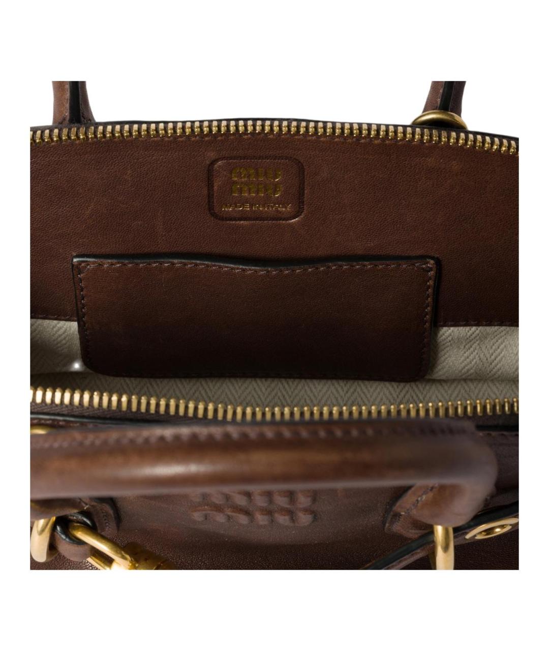 MIU MIU Коричневая кожаная сумка через плечо, фото 4