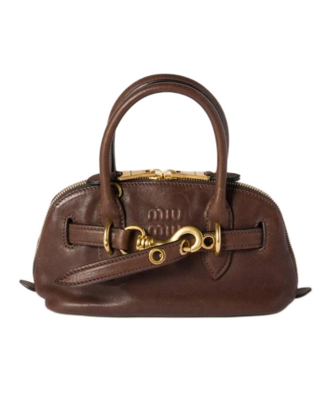 MIU MIU Коричневая кожаная сумка через плечо, фото 1