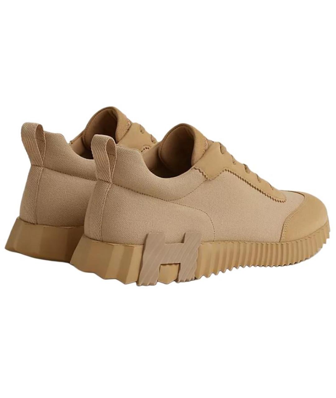 HERMES Бежевые текстильные низкие кроссовки / кеды, фото 2