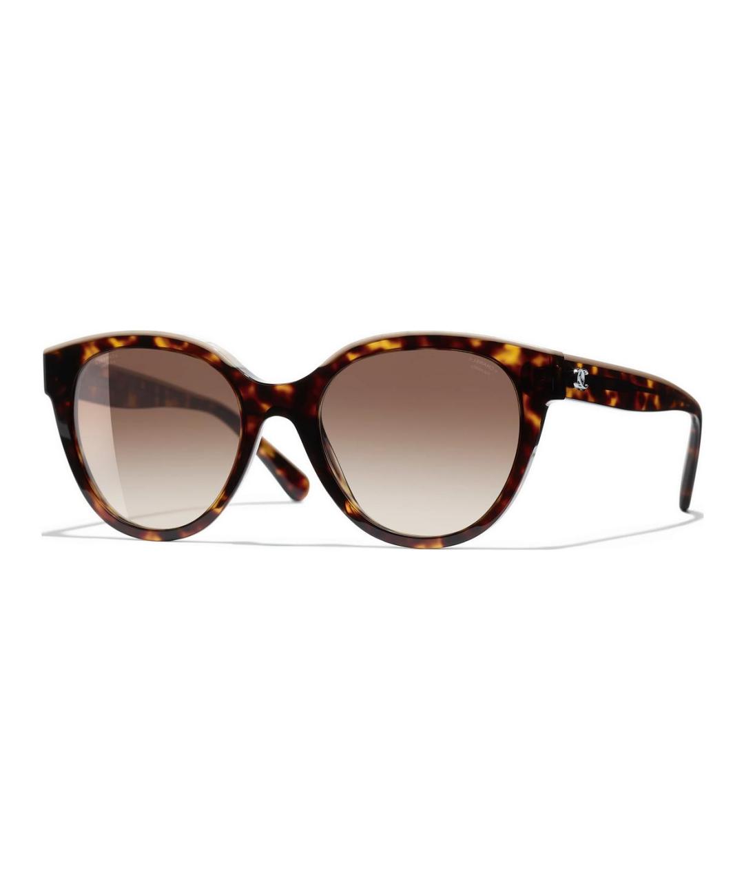 CHANEL Коричневые пластиковые солнцезащитные очки, фото 1