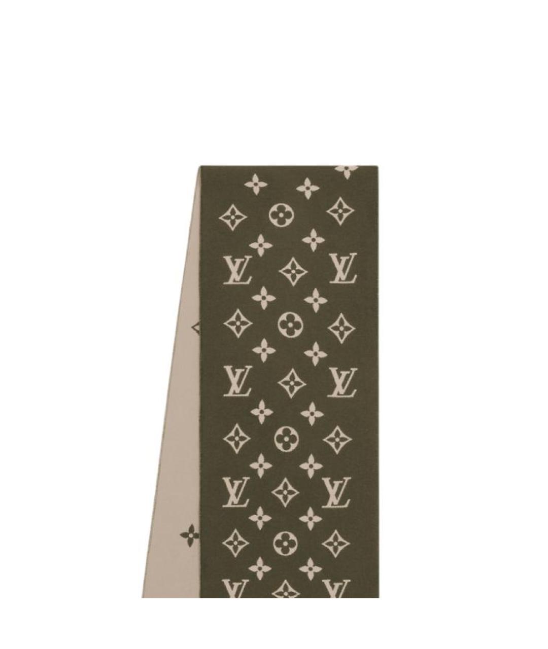LOUIS VUITTON Хаки кашемировый шарф, фото 3