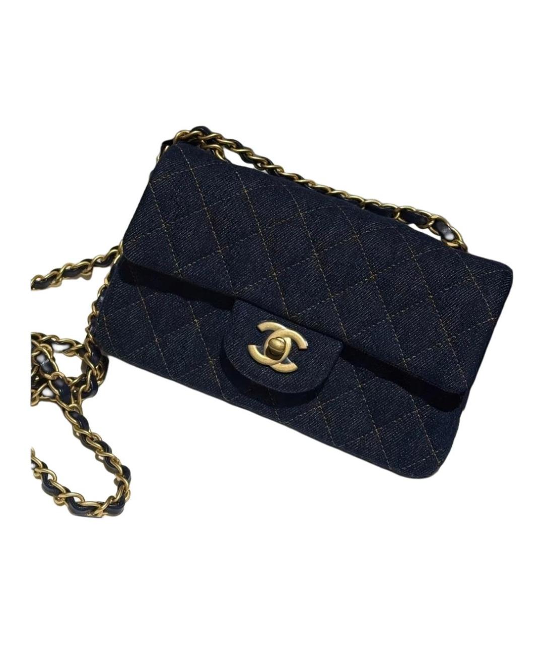 CHANEL Темно-синяя деним сумка через плечо, фото 2