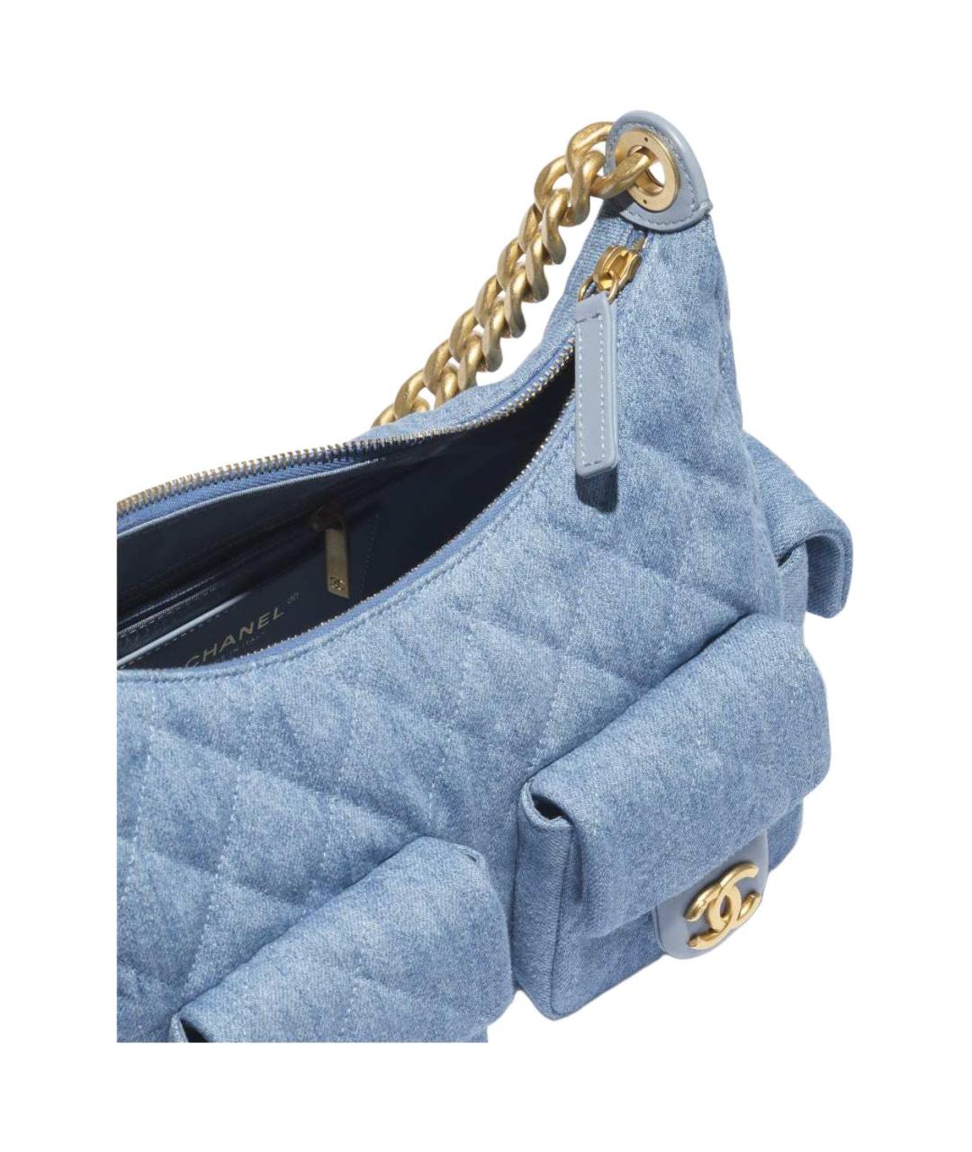 CHANEL Голубая сумка через плечо, фото 4