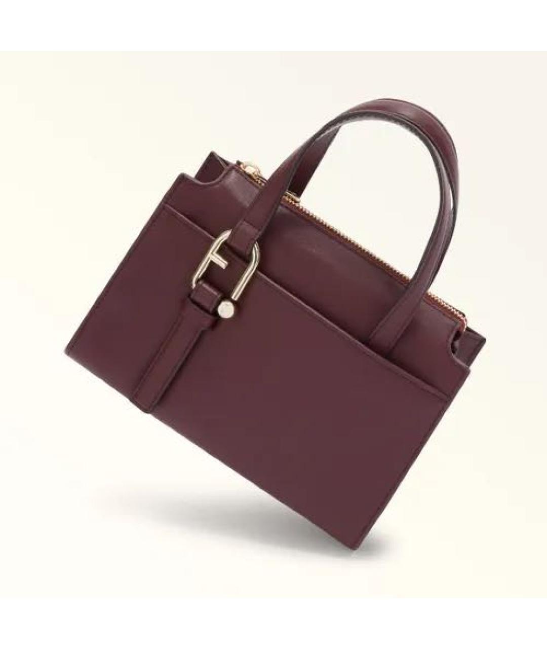 FURLA Бордовая кожаная сумка с короткими ручками, фото 2