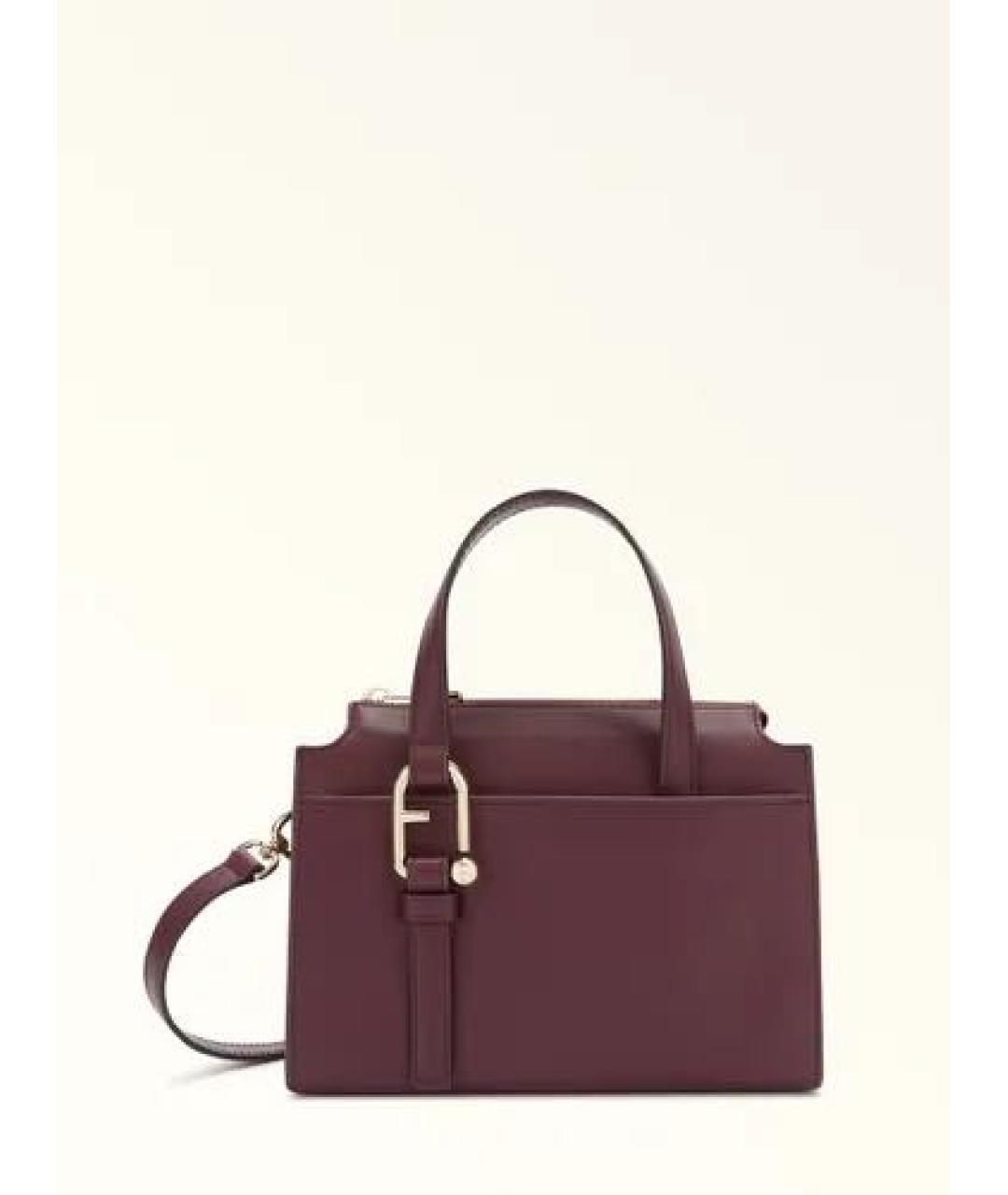 FURLA Бордовая кожаная сумка с короткими ручками, фото 5