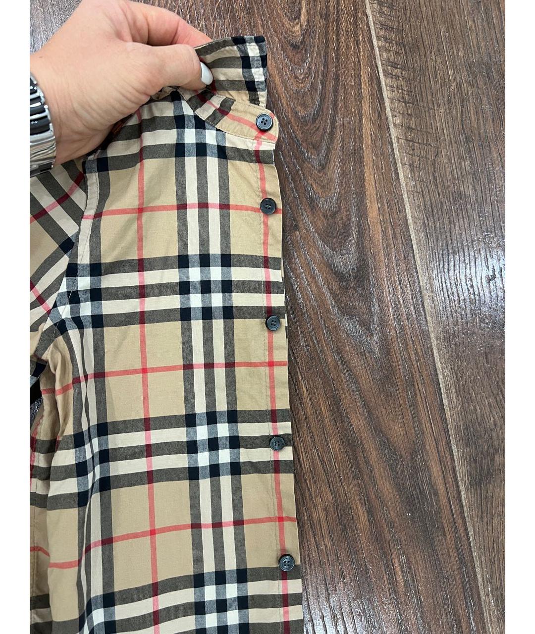 BURBERRY Коричневая хлопковая детская рубашка, фото 3