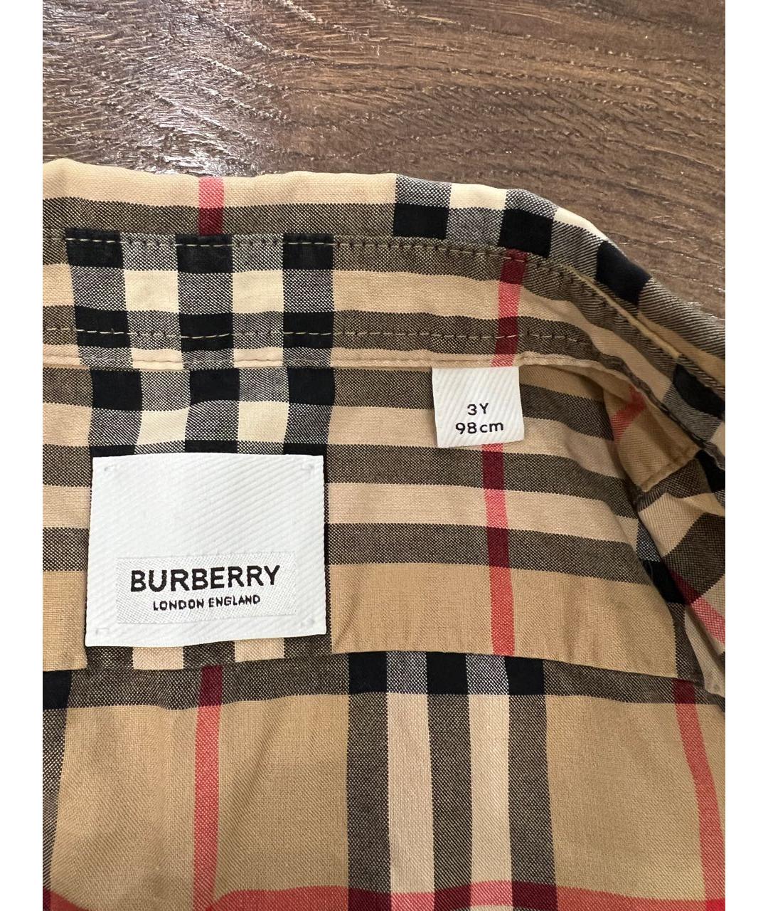 BURBERRY Коричневая хлопковая детская рубашка, фото 5