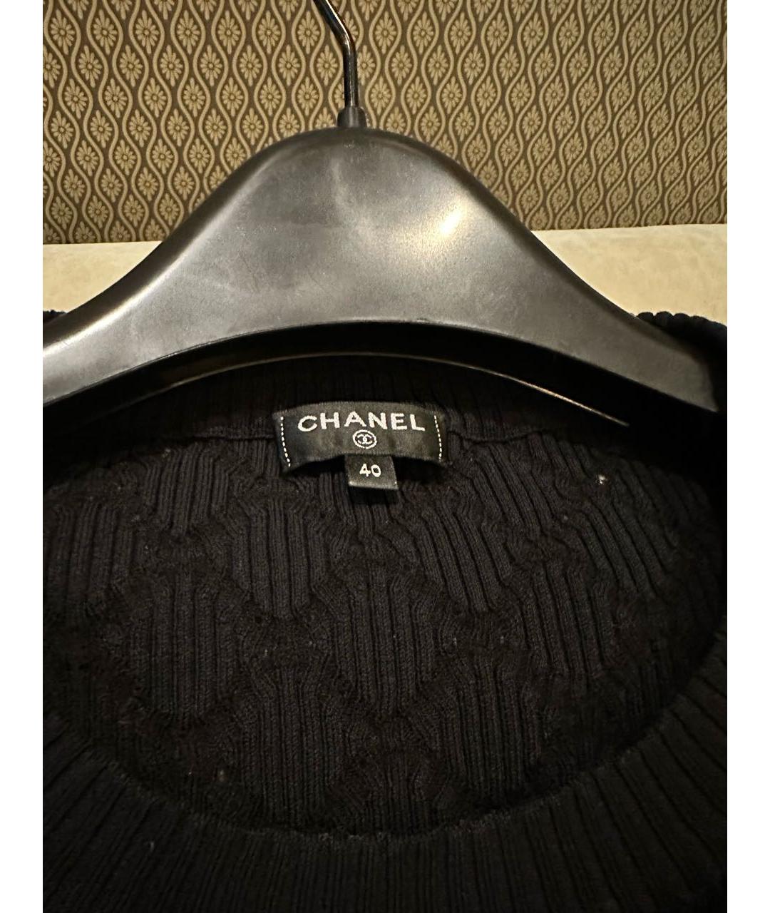 CHANEL Черный хлопко-эластановый джемпер / свитер, фото 3