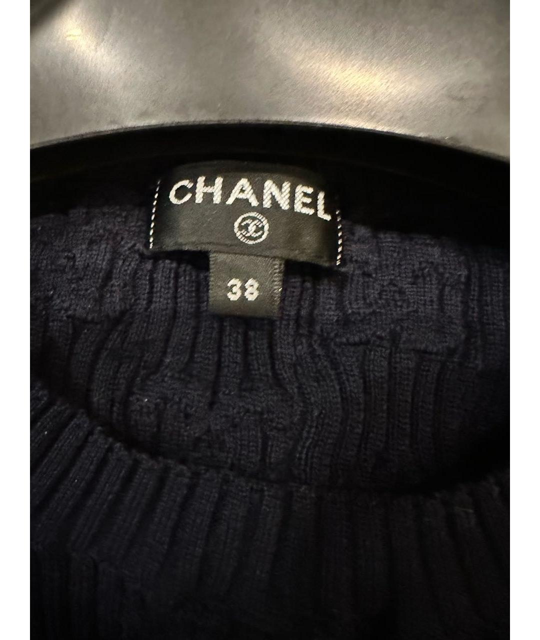 CHANEL Темно-синий хлопко-эластановый джемпер / свитер, фото 3