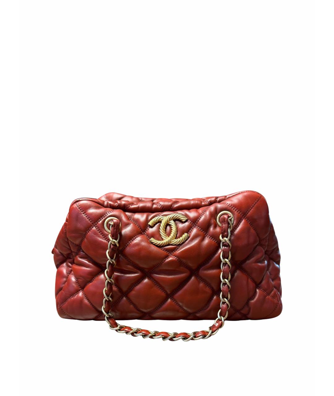 CHANEL Бордовая кожаная сумка с короткими ручками, фото 1