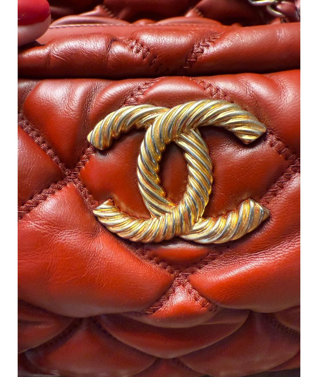 CHANEL Бордовая кожаная сумка с короткими ручками, фото 7