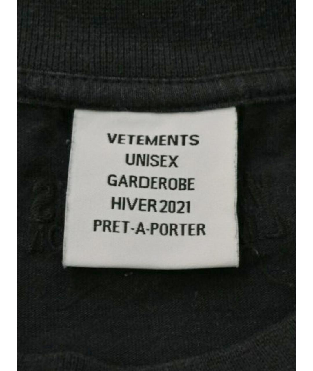 VETEMENTS Черная хлопковая футболка, фото 8