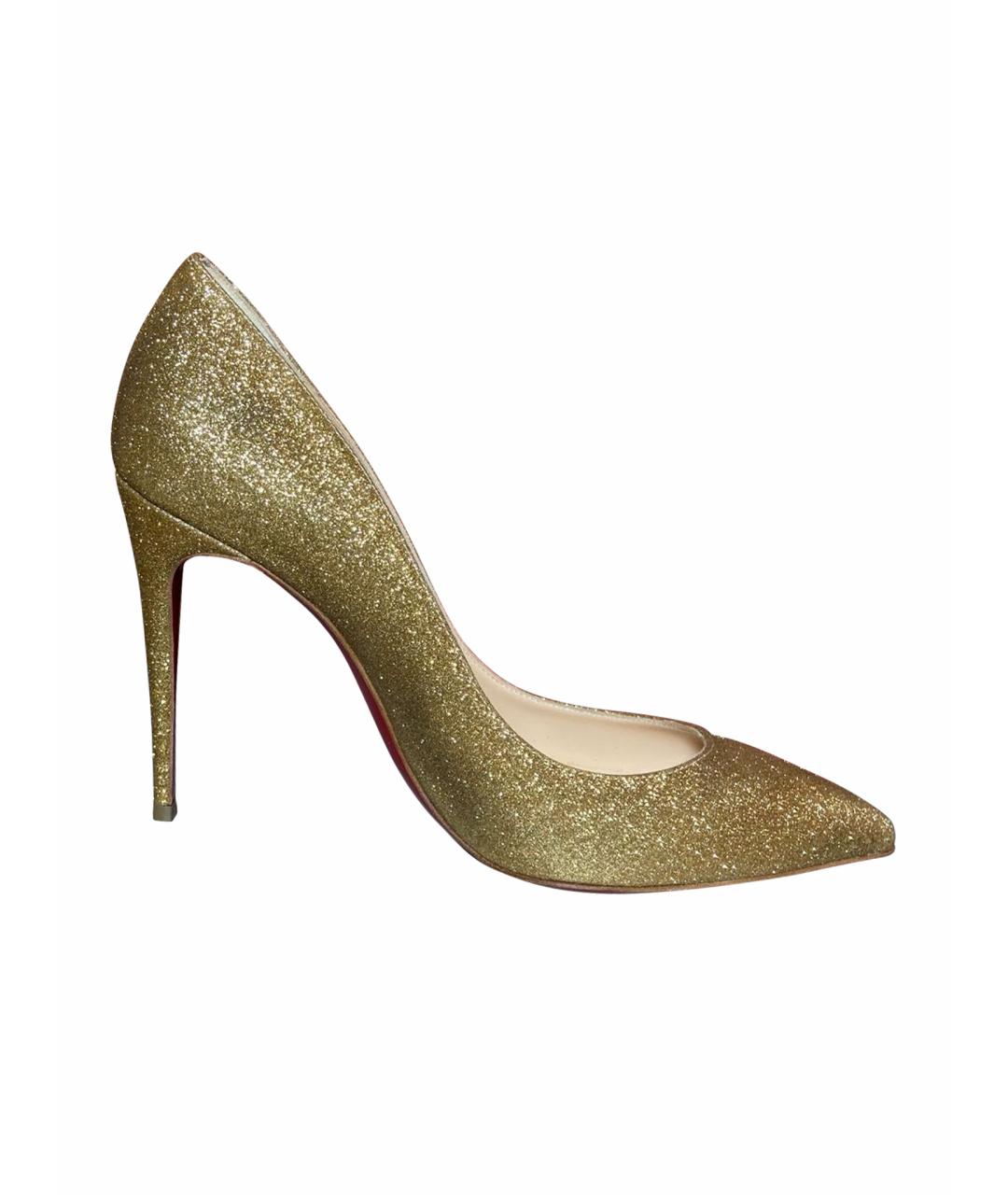 CHRISTIAN LOUBOUTIN Золотые кожаные туфли, фото 9