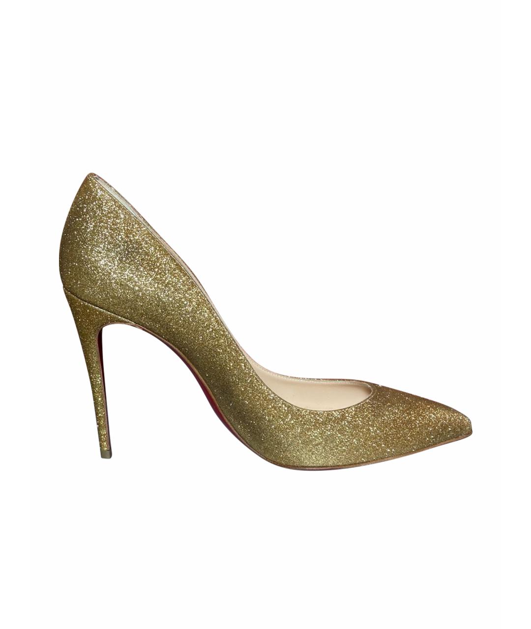 CHRISTIAN LOUBOUTIN Золотые кожаные туфли, фото 1