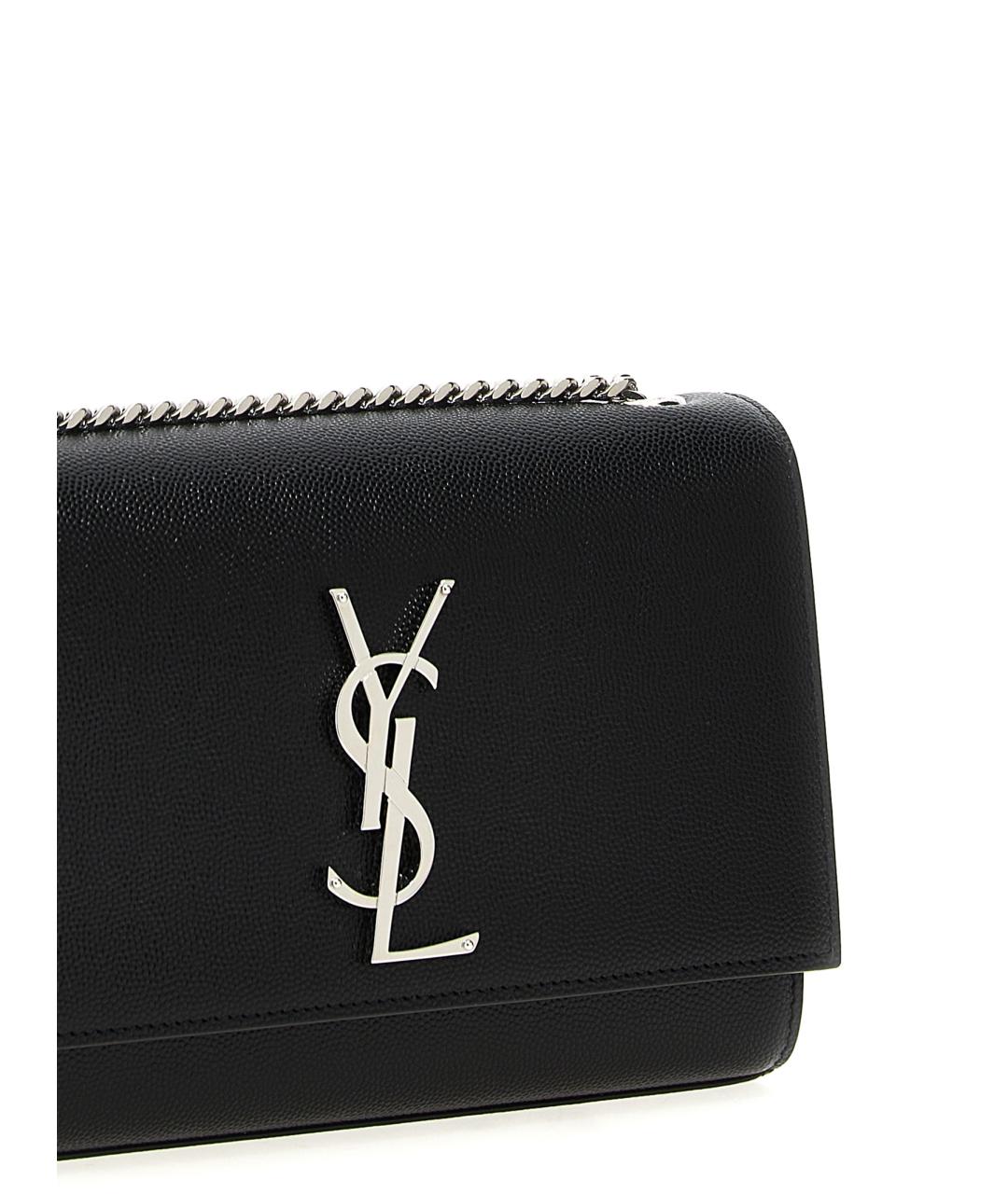 SAINT LAURENT Черная кожаная сумка через плечо, фото 3