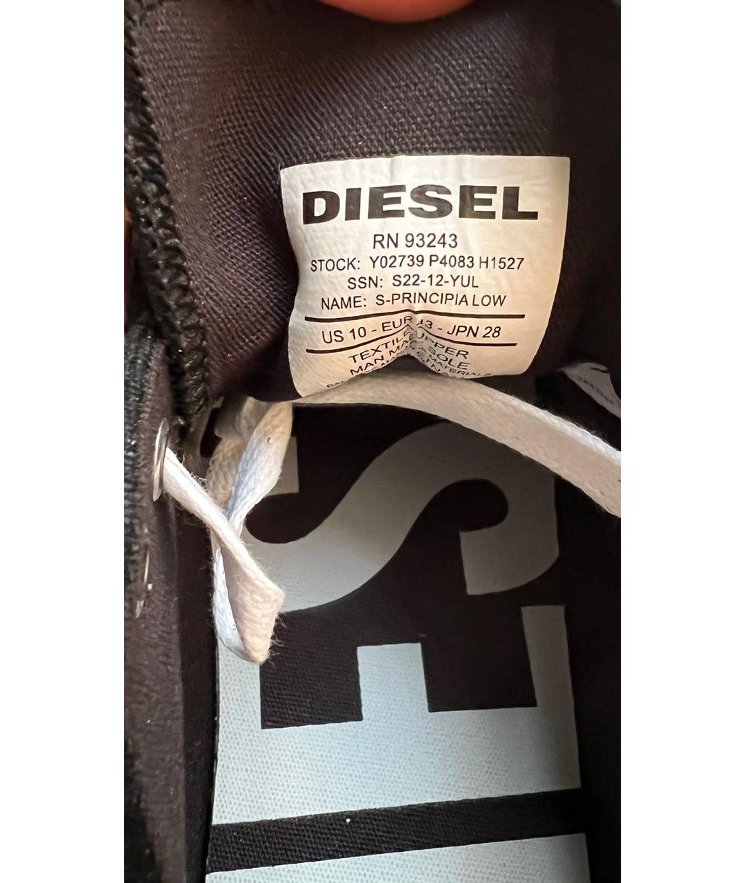 DIESEL Черные текстильные низкие кроссовки / кеды, фото 6