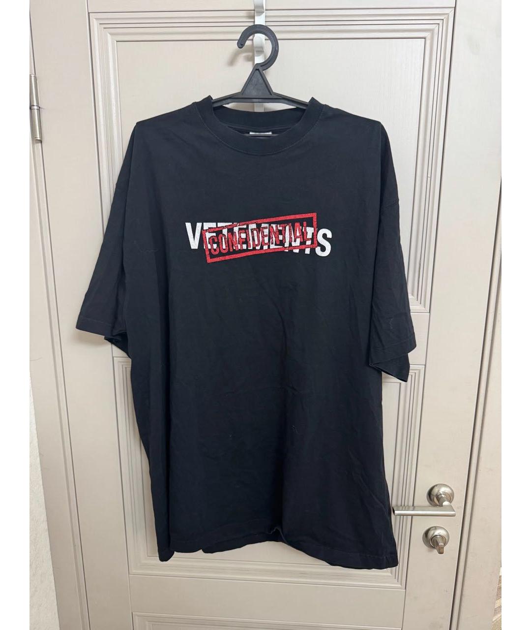 VETEMENTS Черная хлопковая футболка, фото 5