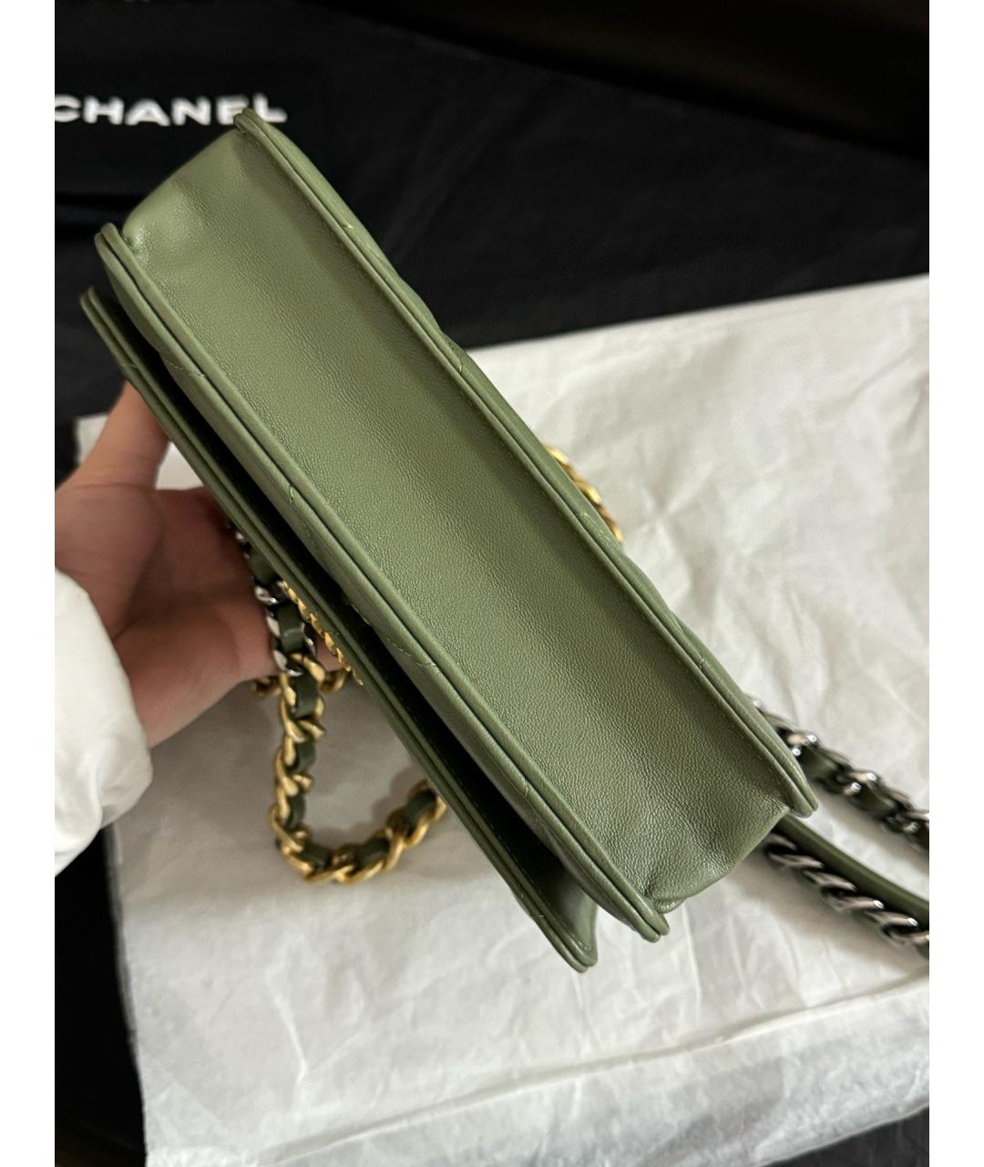 CHANEL Зеленая кожаная сумка через плечо, фото 5