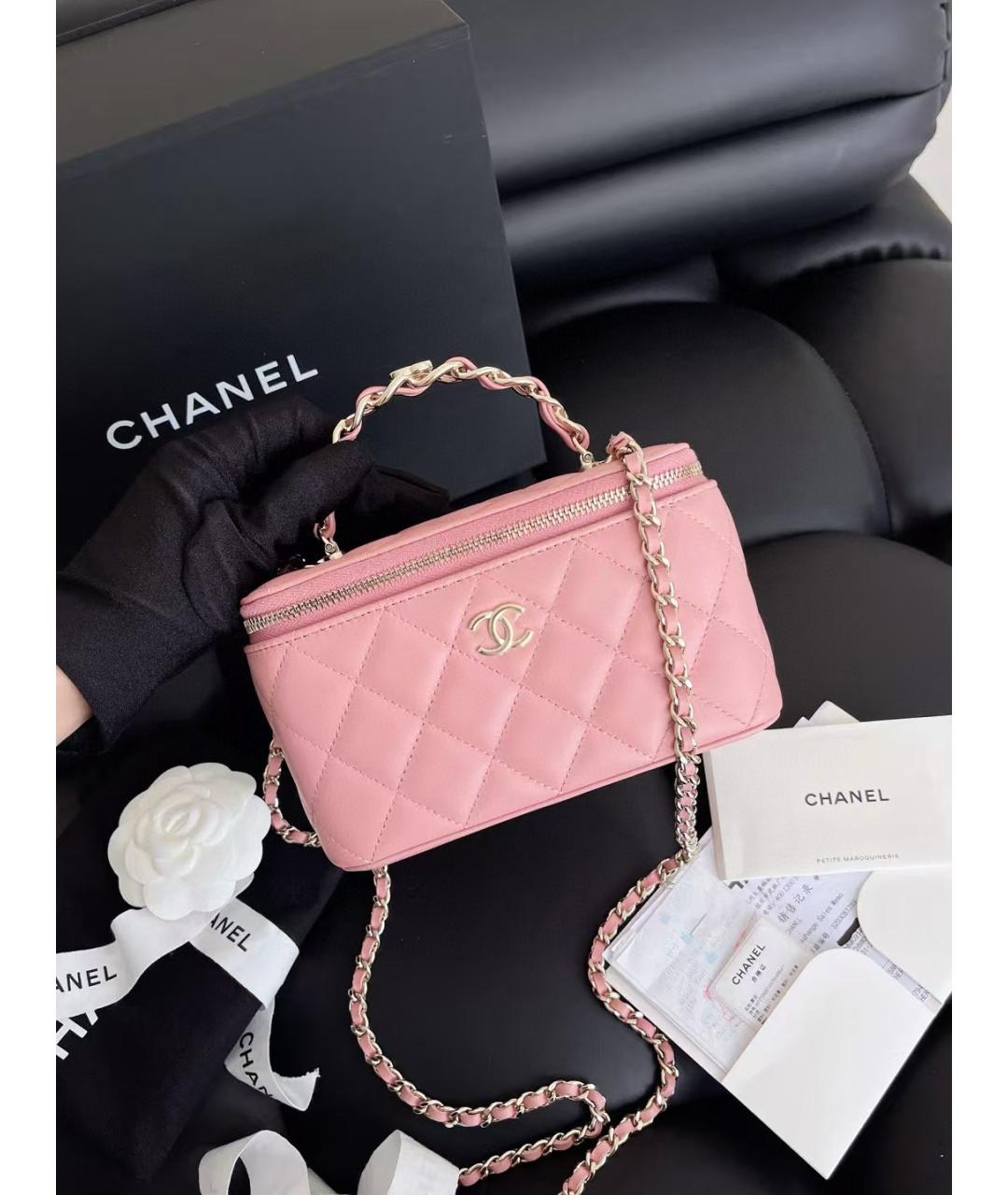 CHANEL Розовая кожаная сумка через плечо, фото 9