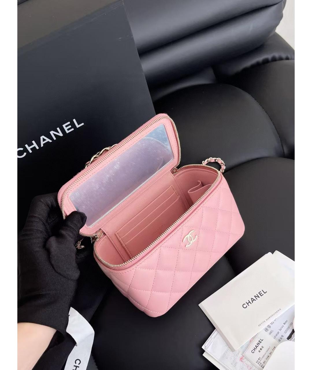 CHANEL Розовая кожаная сумка через плечо, фото 6