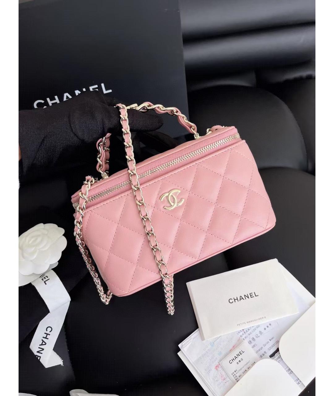 CHANEL Розовая кожаная сумка через плечо, фото 2