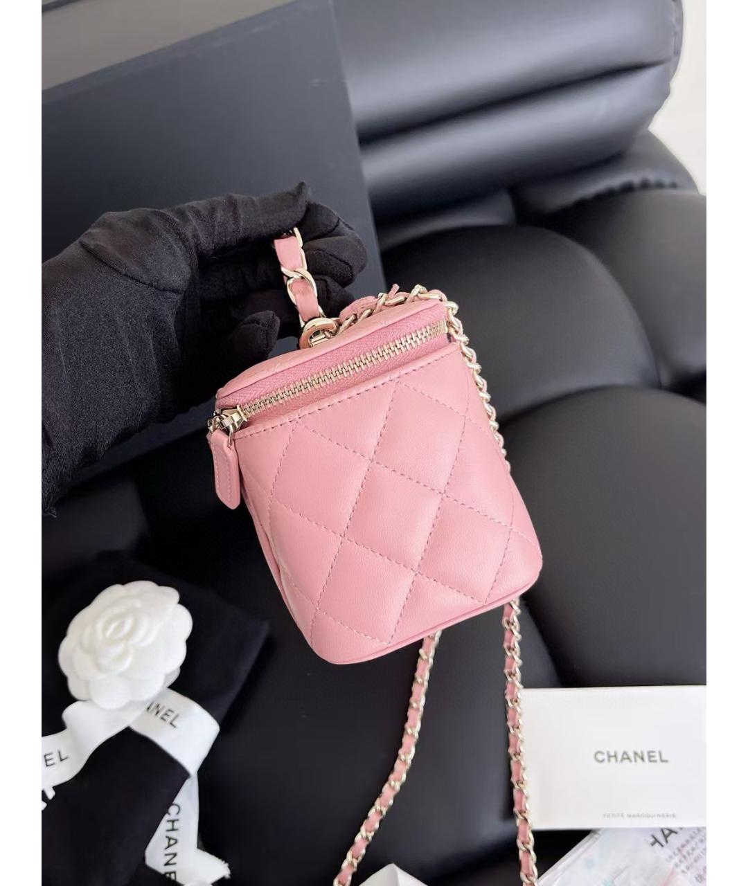 CHANEL Розовая кожаная сумка через плечо, фото 8