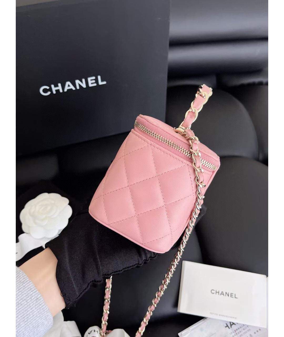 CHANEL Розовая кожаная сумка через плечо, фото 7