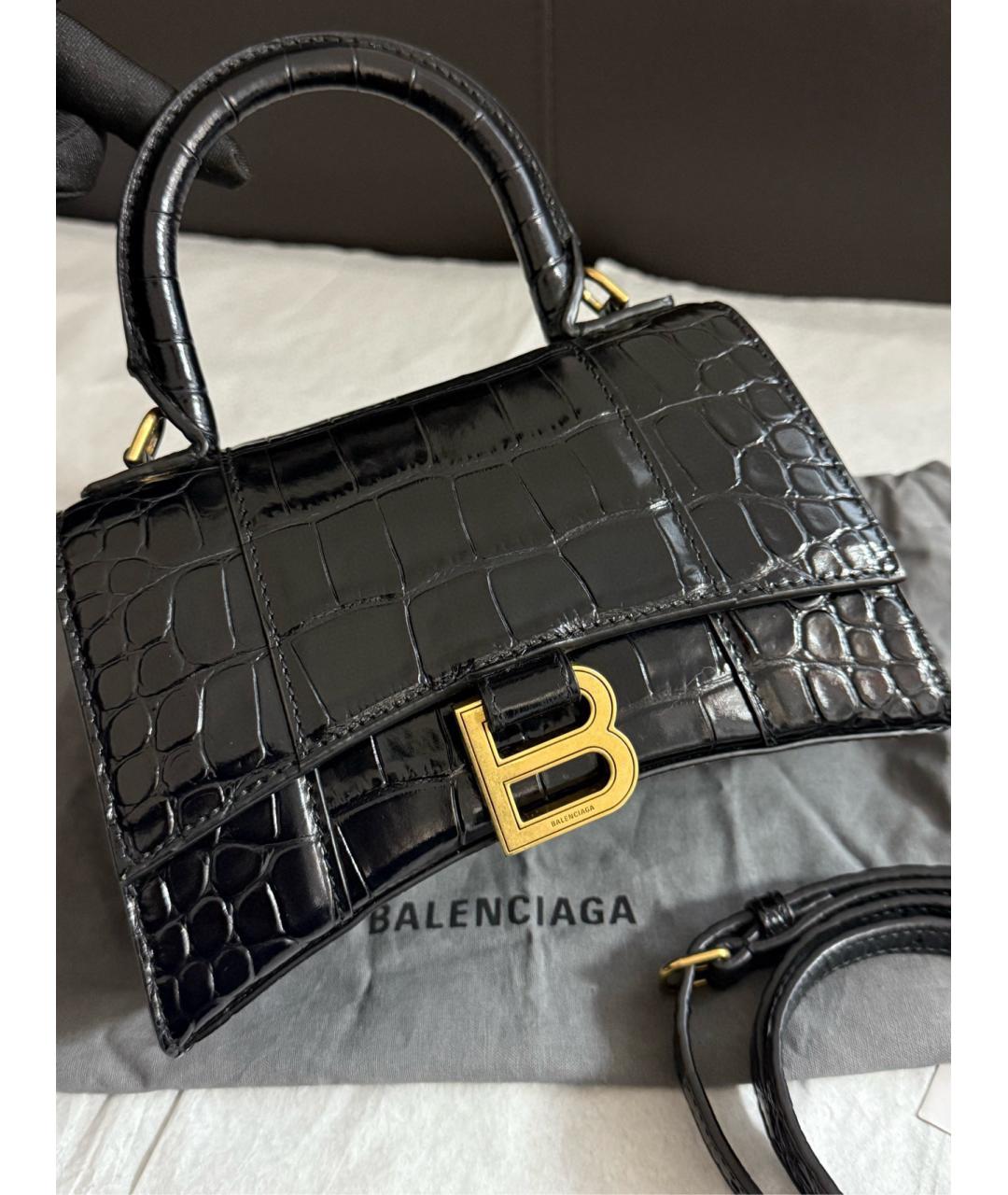 BALENCIAGA Черная кожаная сумка с короткими ручками, фото 2