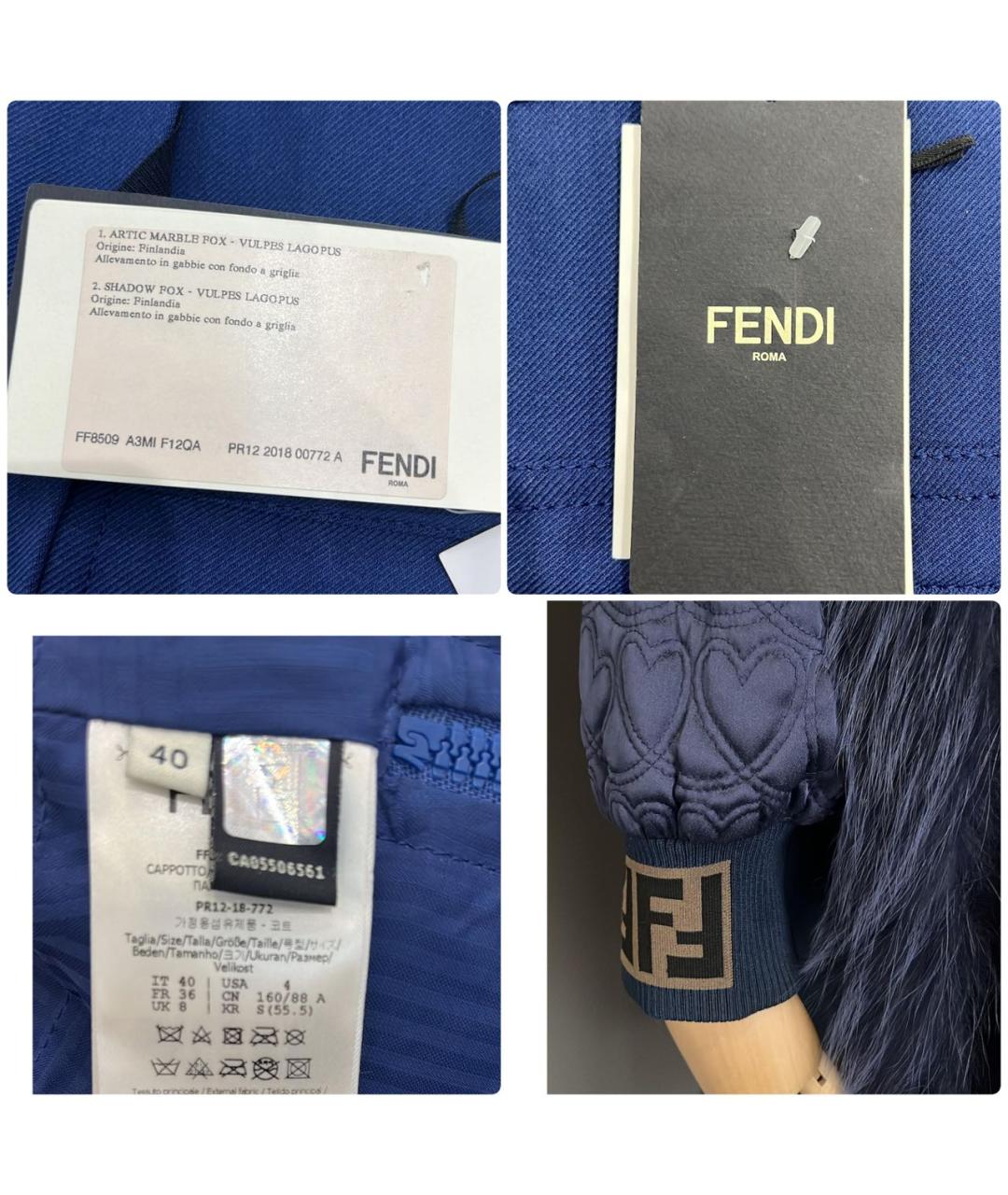 FENDI Синяя меховая парка, фото 6